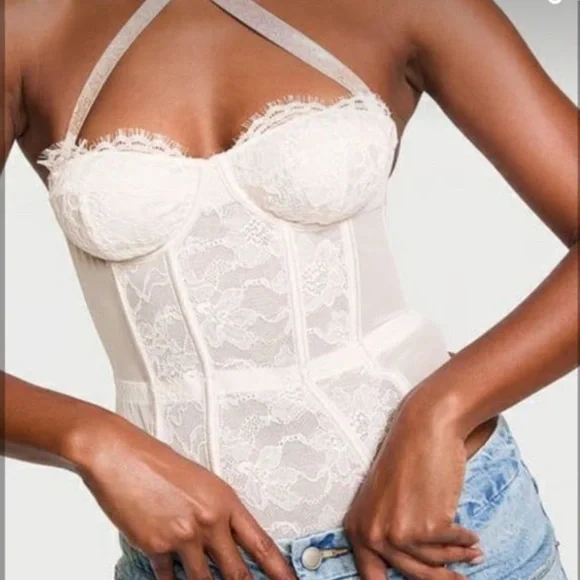 Victoria secret  VERY SEXY Shine Strap Halter Lace Teddy size M brand new - Picture 3 of 3